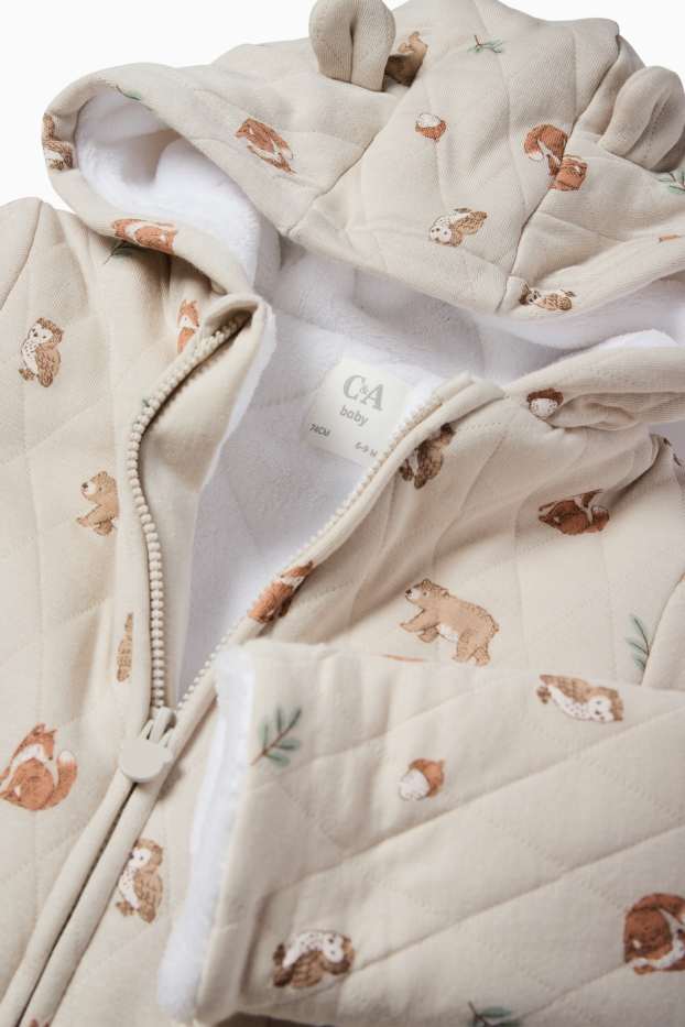 Unisex - Animale din pădure - salopetă bebeluși - taupe