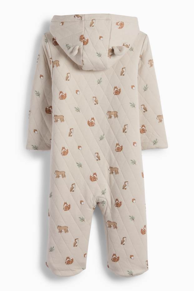 Unisex - Animale din pădure - salopetă bebeluși - taupe