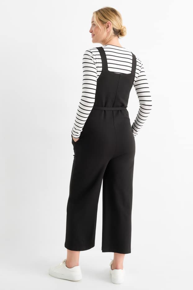 Femei - Set - tricou cu mânecă lungă și salopetă gravide - 2 piese - negru