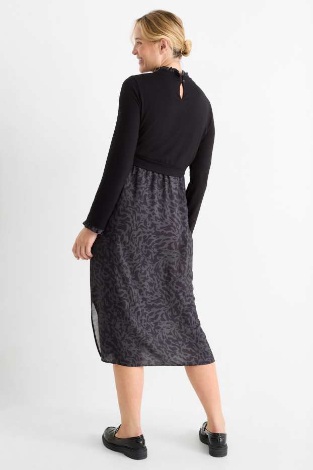 Femei - Rochie pentru alăptare - aspect 2 în 1 - cu model - negru