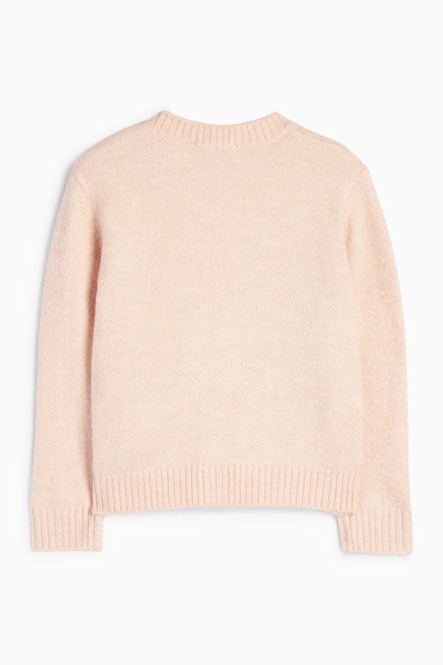 Copii - Fete - Floare - cardigan tricotat - roz