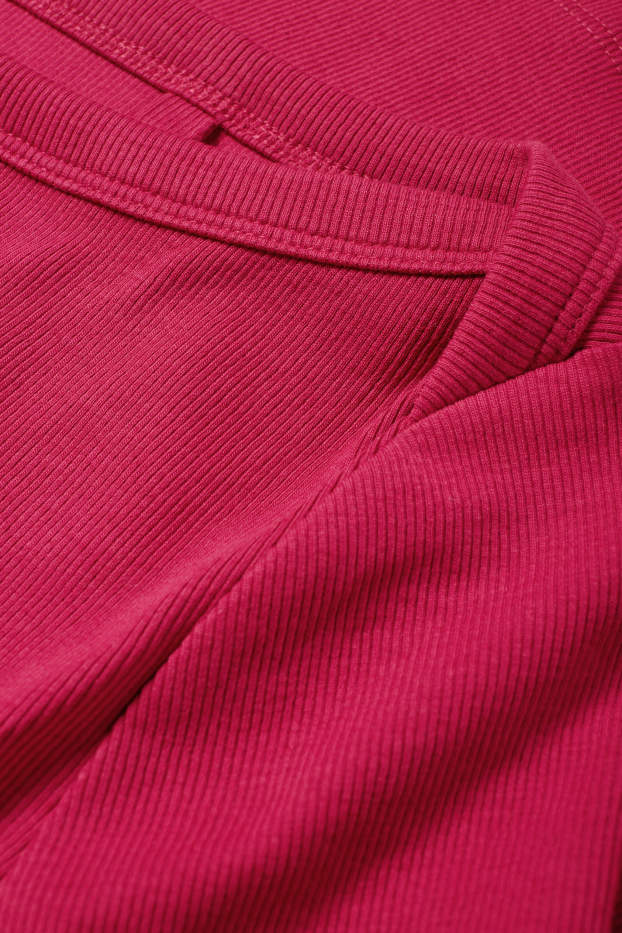 Femei - Tricou cu mânecă lungă - slim fit - reiat - roz