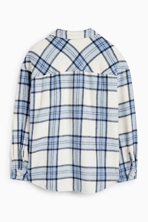 Copii - Fete - Cămașă din flanel - în carouri - alb / albastru deschis