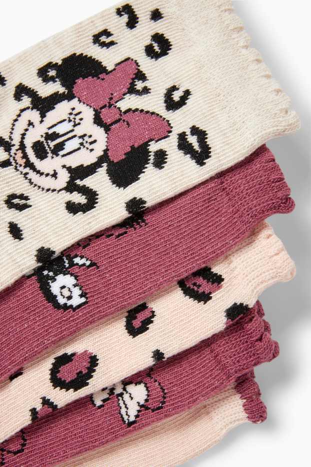 Copii - Fete - Multipack 5 perechi - Minnie Mouse - șosete cu motive - roz / albastru