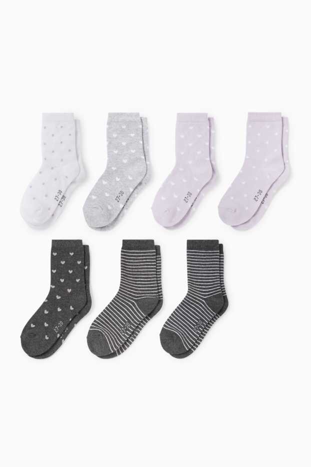 Copii - Fete - Multipack 7 perechi - șosete - cu model - gri / mov