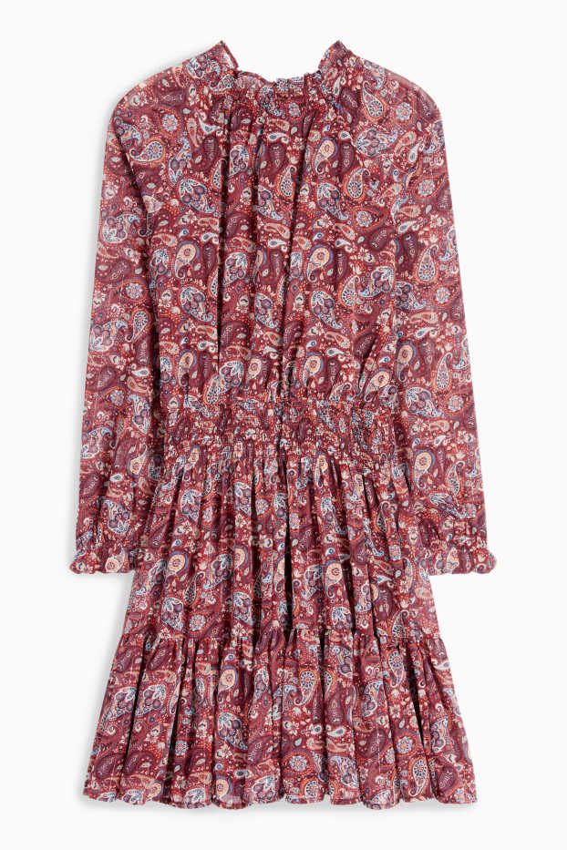 Copii - Fete - Rochie din șifon - cu model - bordo