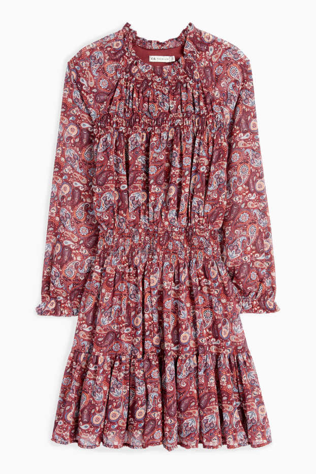Copii - Fete - Rochie din șifon - cu model - bordo