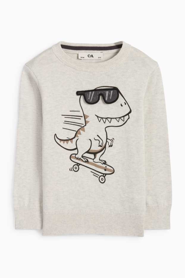 Copii - Băieți - Dinozaur skater - pulover - gri deschis melanj