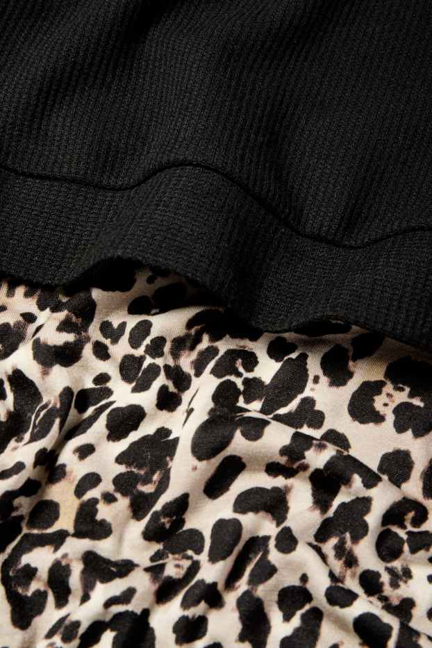 Femei - Bluză de molton pentru alăptare - aspect 2 în 1 - imprimeu de leopard - negru / nej