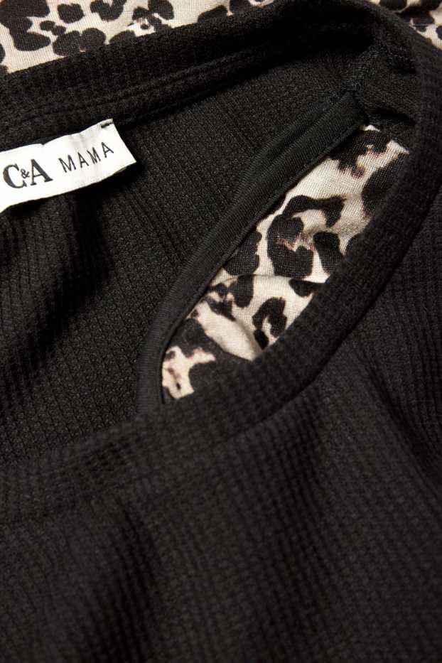 Femei - Bluză de molton pentru alăptare - aspect 2 în 1 - imprimeu de leopard - negru / nej