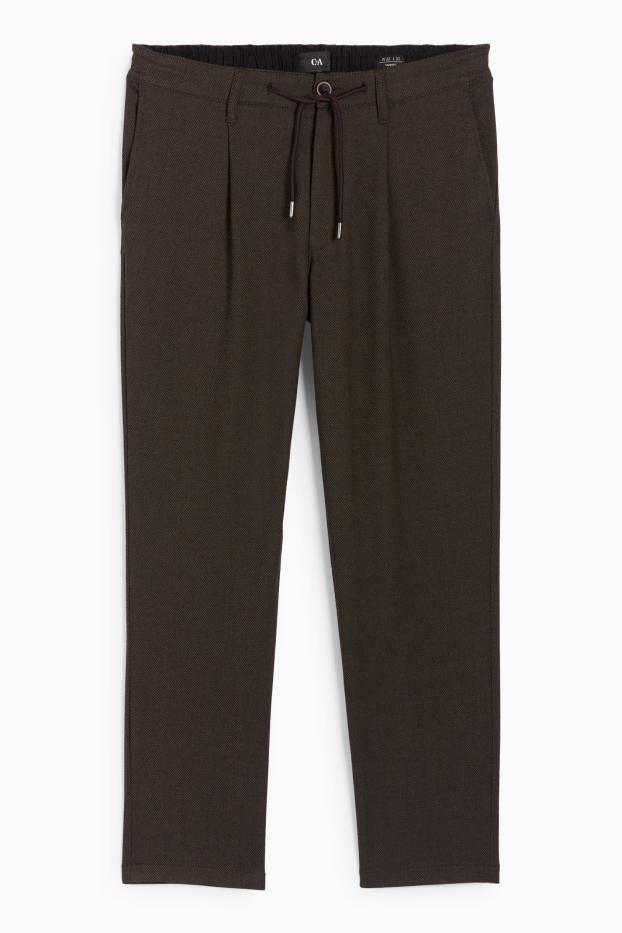 Bărbați - Chino - tapered fit - structurat - maro închis