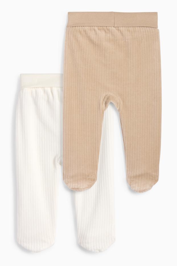 Unisex - Multipack 2 perechi - ursuleți - pantaloni de pijama bebeluși - reiați - alb