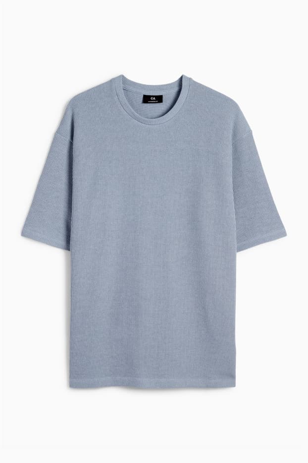 Bărbați - Tricou - supradimensionat - reiat - albastru deschis
