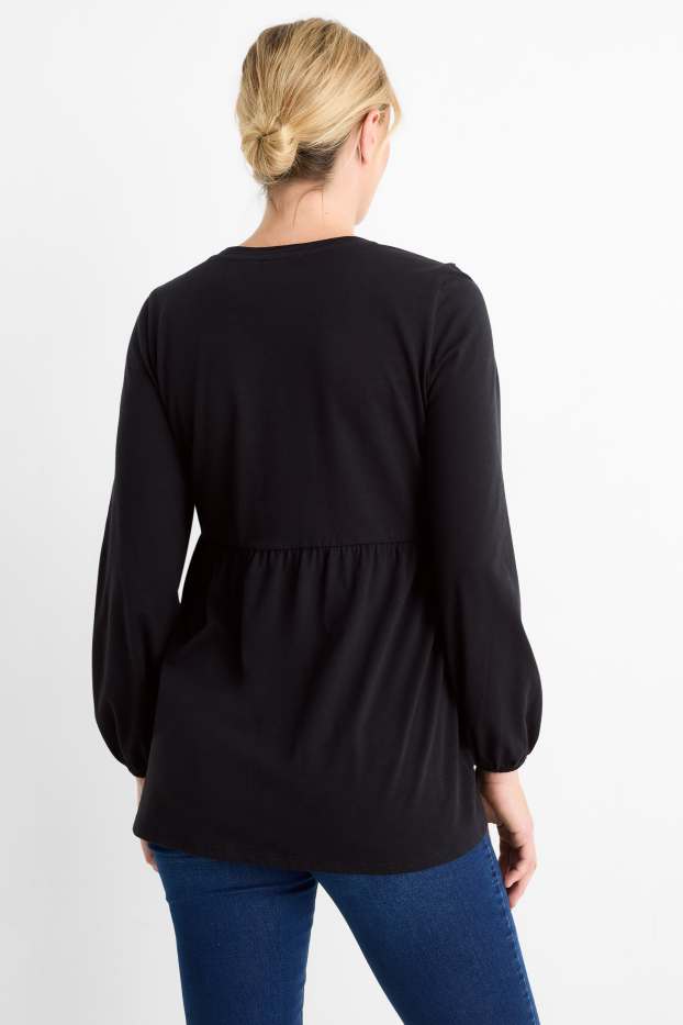 Femei - Tricou cu mânecă lungă gravide - negru