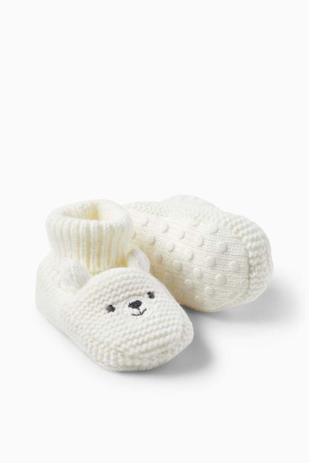 Unisex - Urs polar - pantofi premergători pentru bebeluși - alb-crem