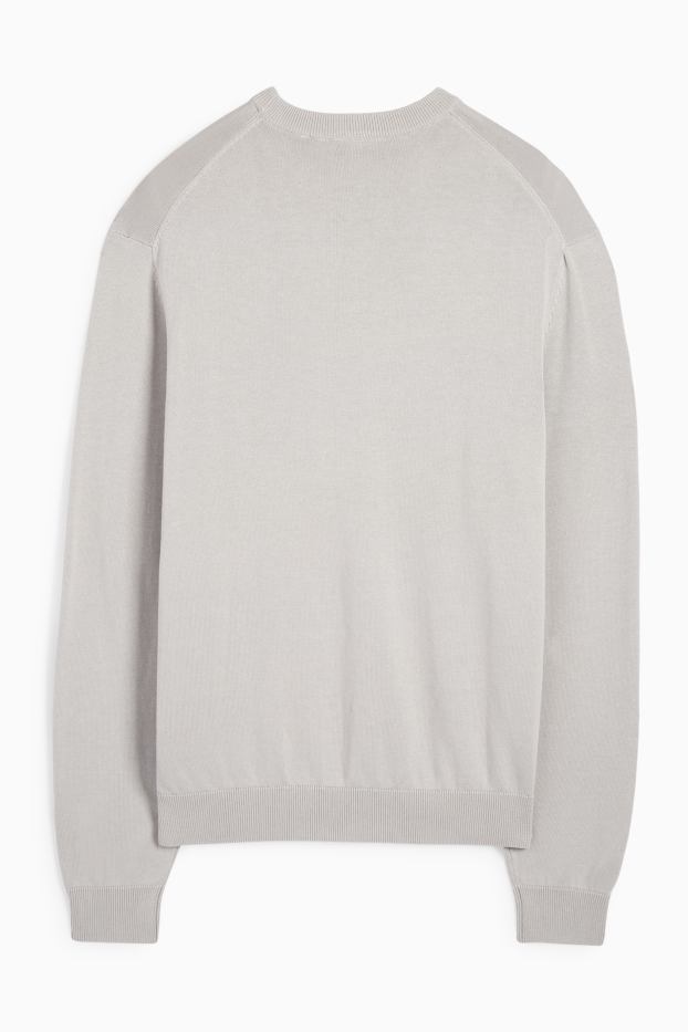 Herren - Feinstrick-Pullover - hellgrau