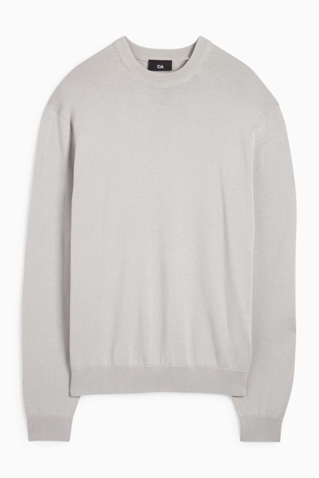Herren - Feinstrick-Pullover - hellgrau