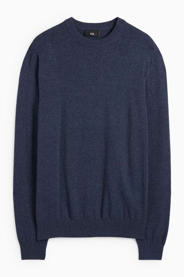 Bărbați - Pulover din tricot fin - albastru închis