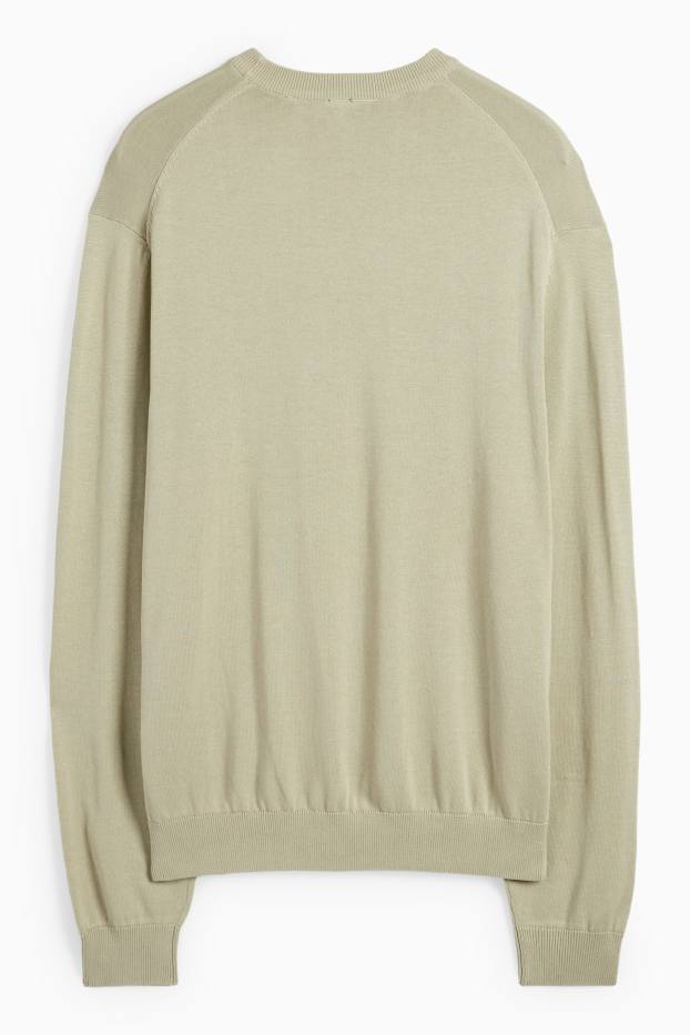 Bărbați - Pulover din tricot fin - verde deschis