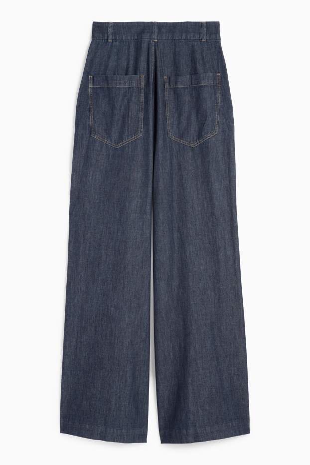 Femei - Palazzo jeans - talie înaltă - denim-albastru închis