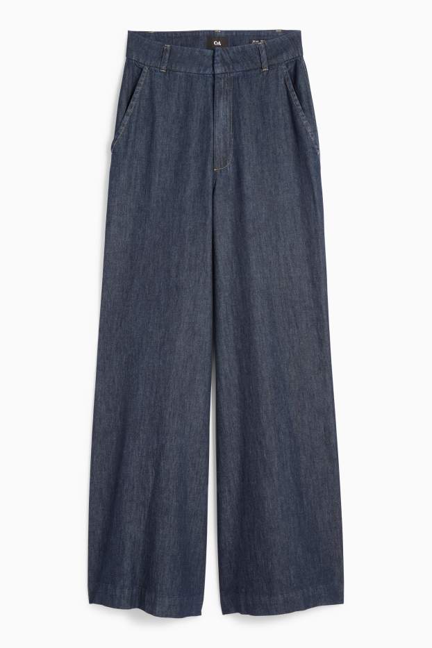 Femei - Palazzo jeans - talie înaltă - denim-albastru închis