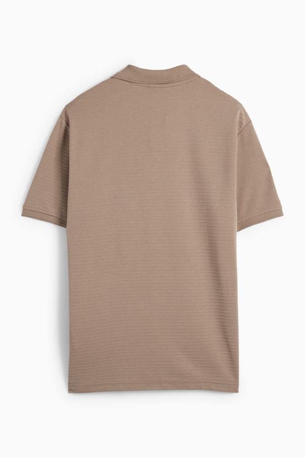 Bărbați - Tricou polo - regular fit - reiat - taupe