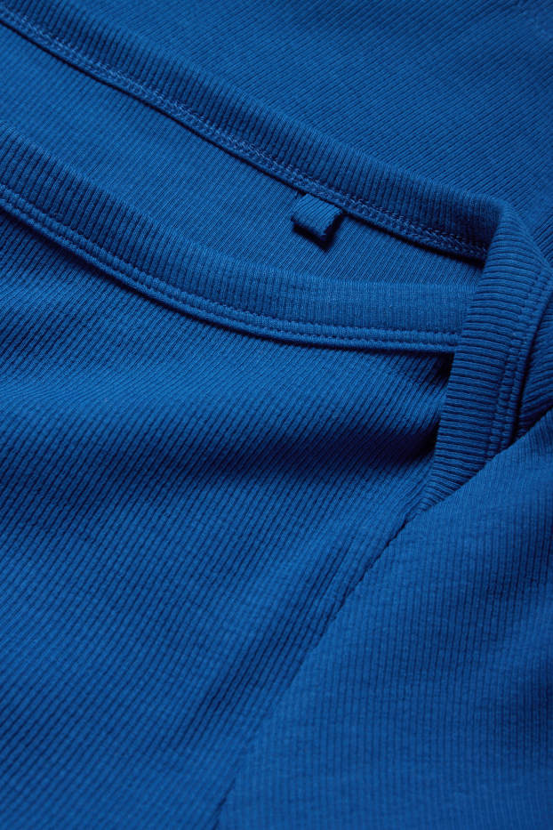 Femei - Tricou cu mânecă lungă - slim fit - reiat - albastru
