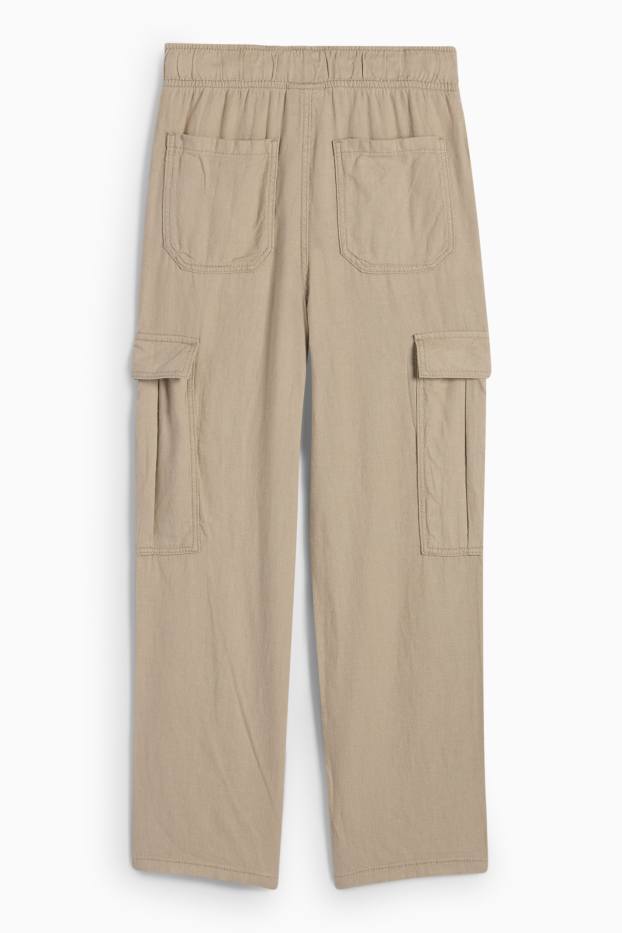 Copii - Băieți - Pantaloni cargo - amestec de in - bej deschis