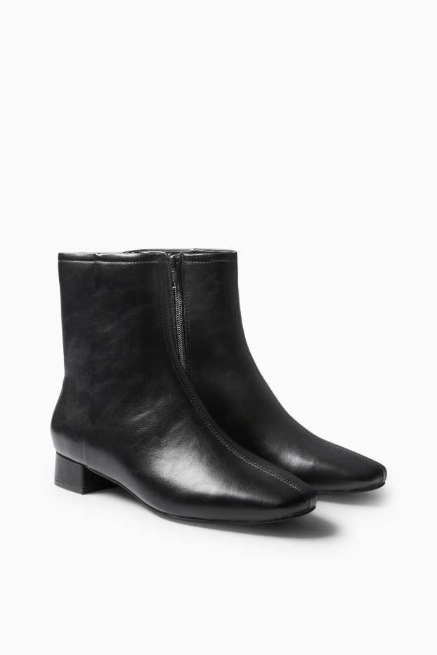 Femei - Botine - imitație de piele - negru