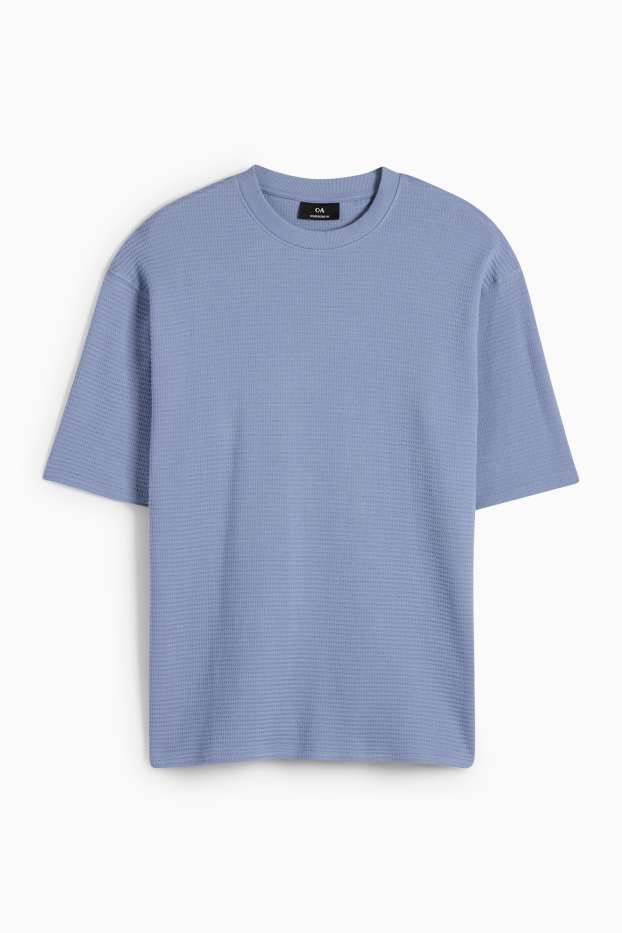 Bărbați - Tricou - supradimensionat - structurat - albastru deschis