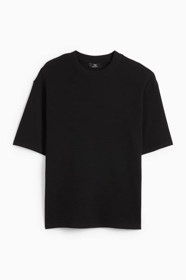 Bărbați - Tricou - supradimensionat - structurat - negru