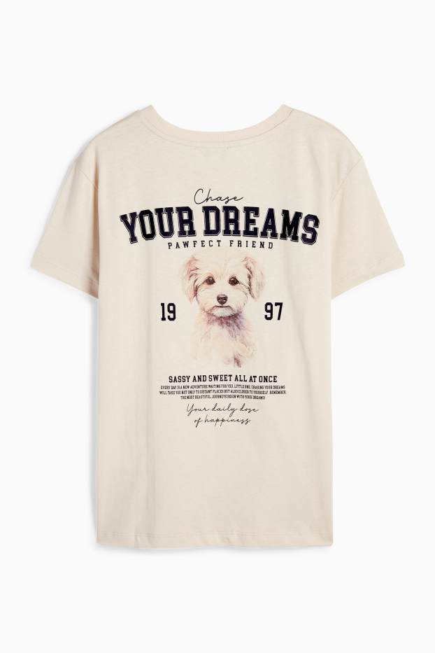 Femei - Tricou - supradimensionat - bej deschis