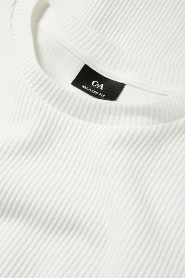 Bărbați - Tricou - relaxed fit - reiat - alb