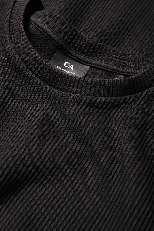 Bărbați - Tricou - relaxed fit - reiat - negru