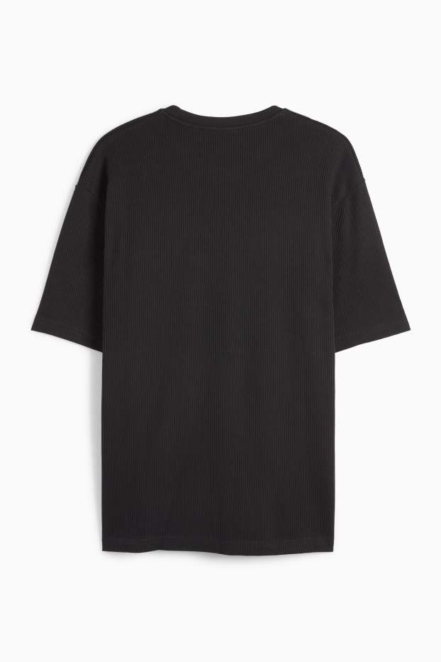 Bărbați - Tricou - relaxed fit - reiat - negru