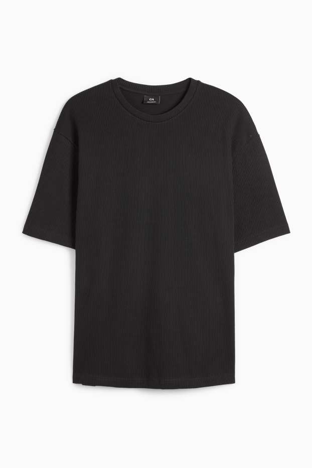 Bărbați - Tricou - relaxed fit - reiat - negru