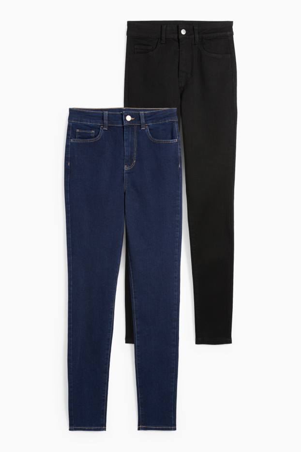 Femei - Multipack 2 perechi - jegging jeans - talie înaltă - albastru / negru