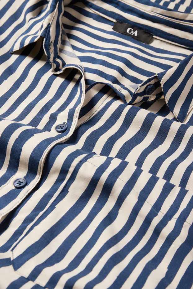 Femei - Rochie tip bluză din viscoză - cu dungi - albastru / bej