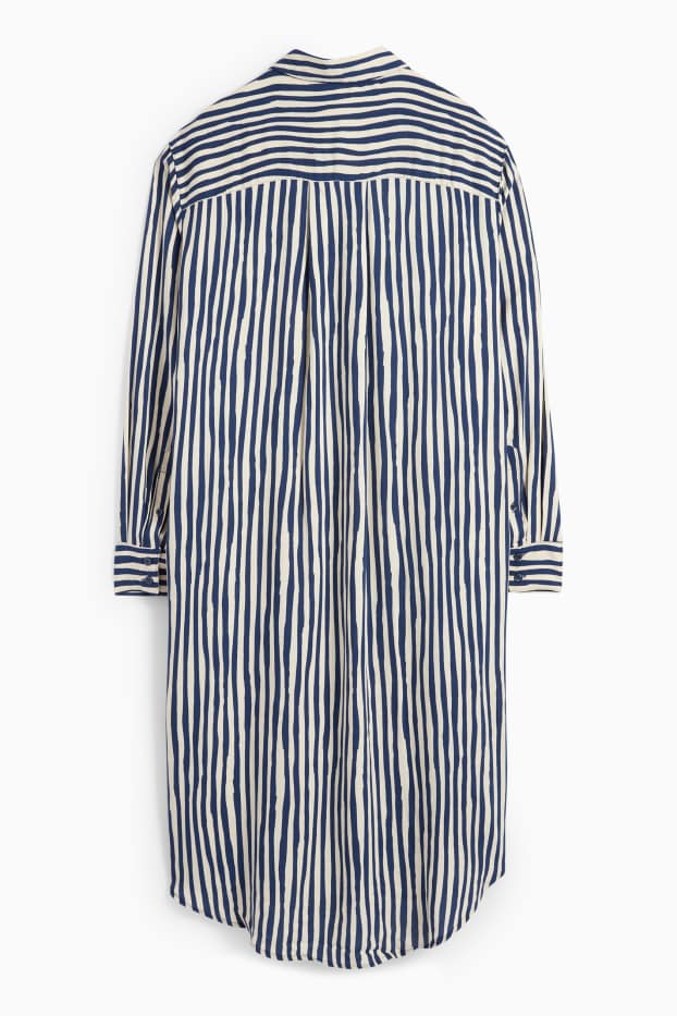 Femei - Rochie tip bluză din viscoză - cu dungi - albastru / bej