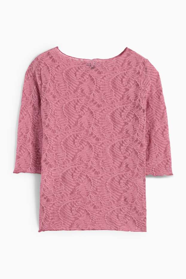 Femei - Tricou cu mânecă lungă - structurat - roz închis