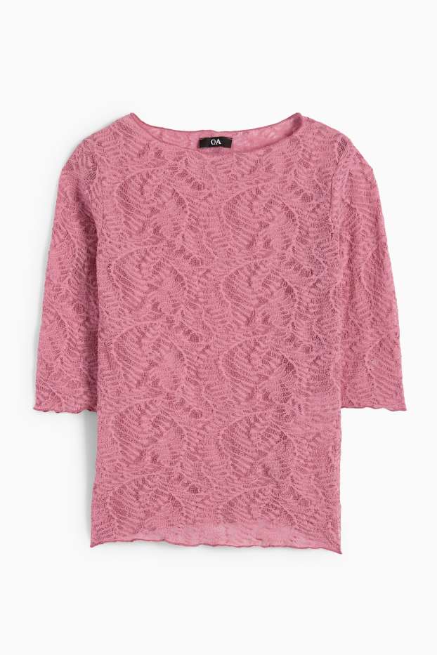 Femei - Tricou cu mânecă lungă - structurat - roz închis