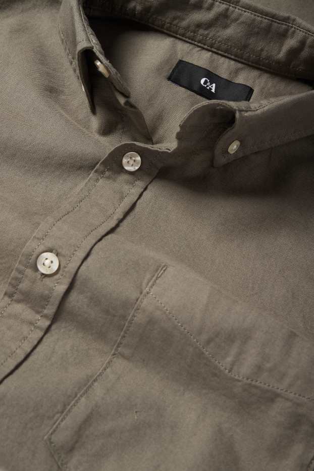 Men - Shirt - regular fit - button-down collar - green