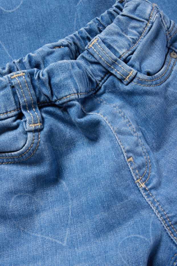 Copii - Fete - Wide leg jeans - LYCRA® - cu model - denim-albastru deschis