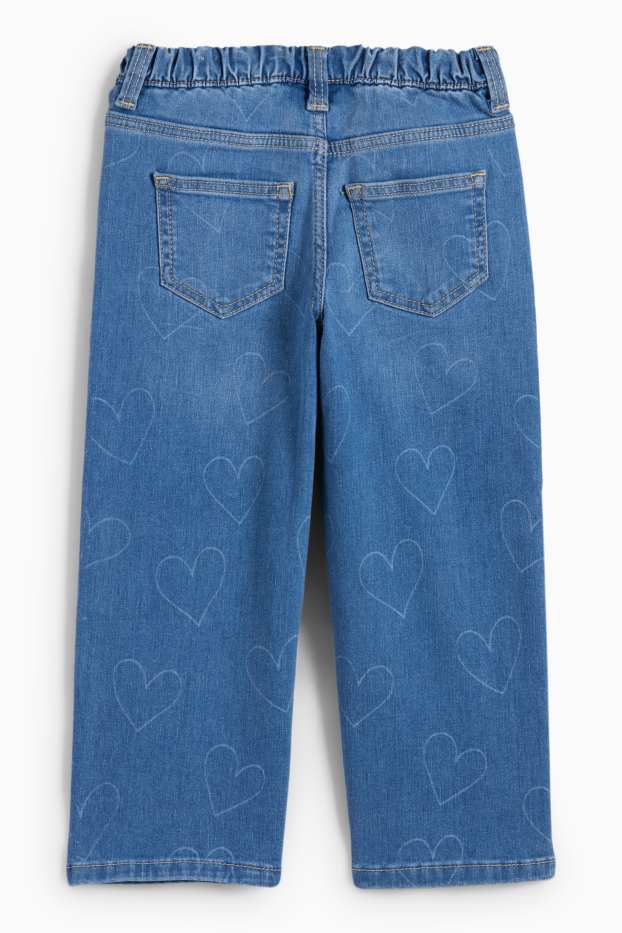 Copii - Fete - Wide leg jeans - LYCRA® - cu model - denim-albastru deschis