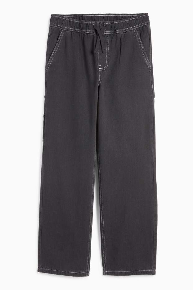 Copii - Băieți - Loose fit jeans - jeans termoizolanți - negru
