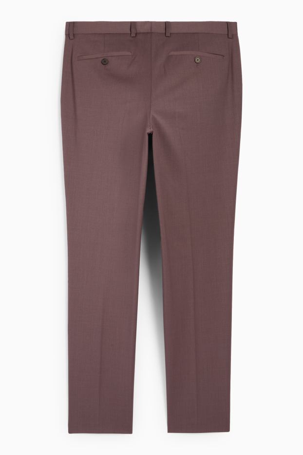 Bărbați - Pantaloni modulari cu conținut de lână pură - slim fit - stretch - bordo