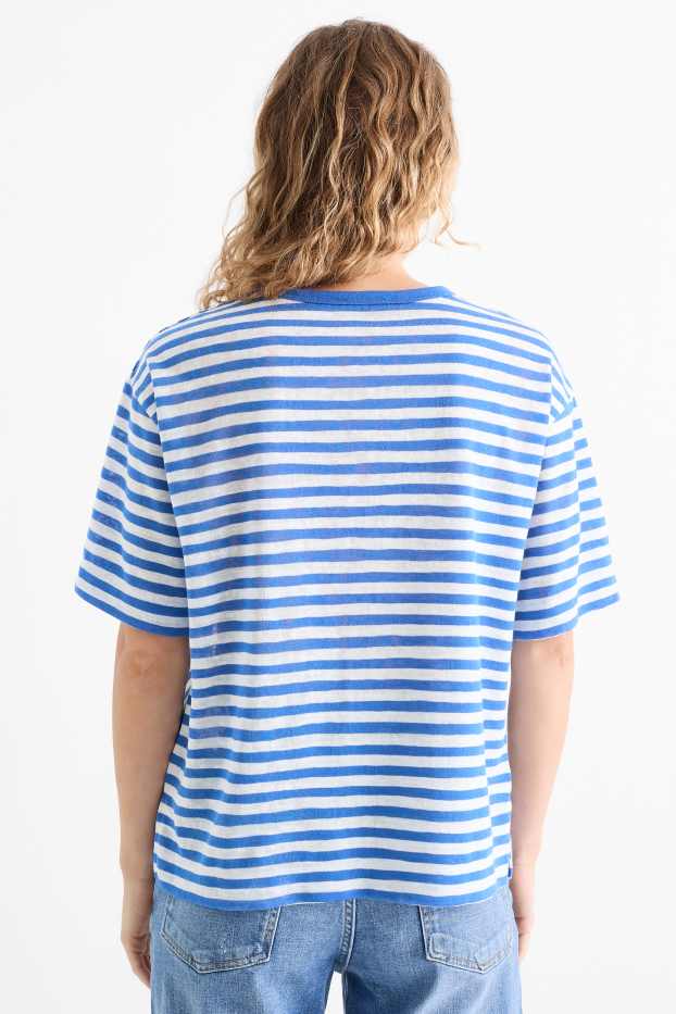Femei - Tricou - regular fit - cu dungi - albastru / alb