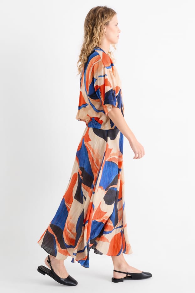 Women - Skirt - patterned - textured - orange