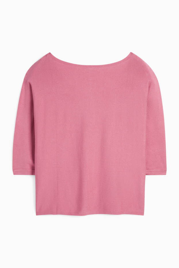 Femei - Pulover din tricot fin - roz