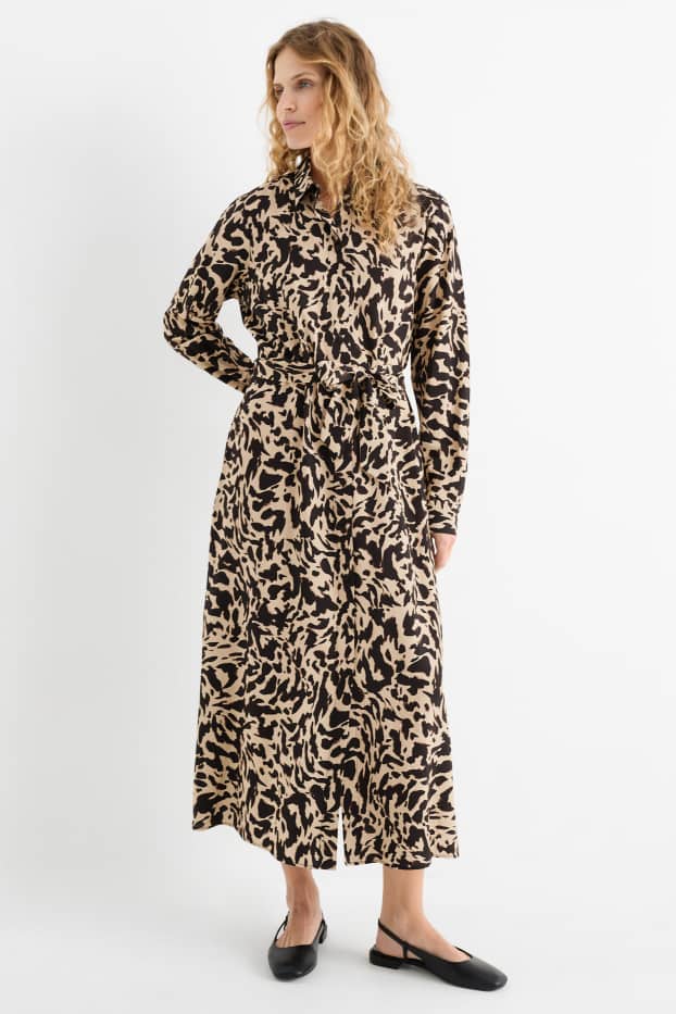 Femei - Rochie tip bluză - cu model - negru / nej